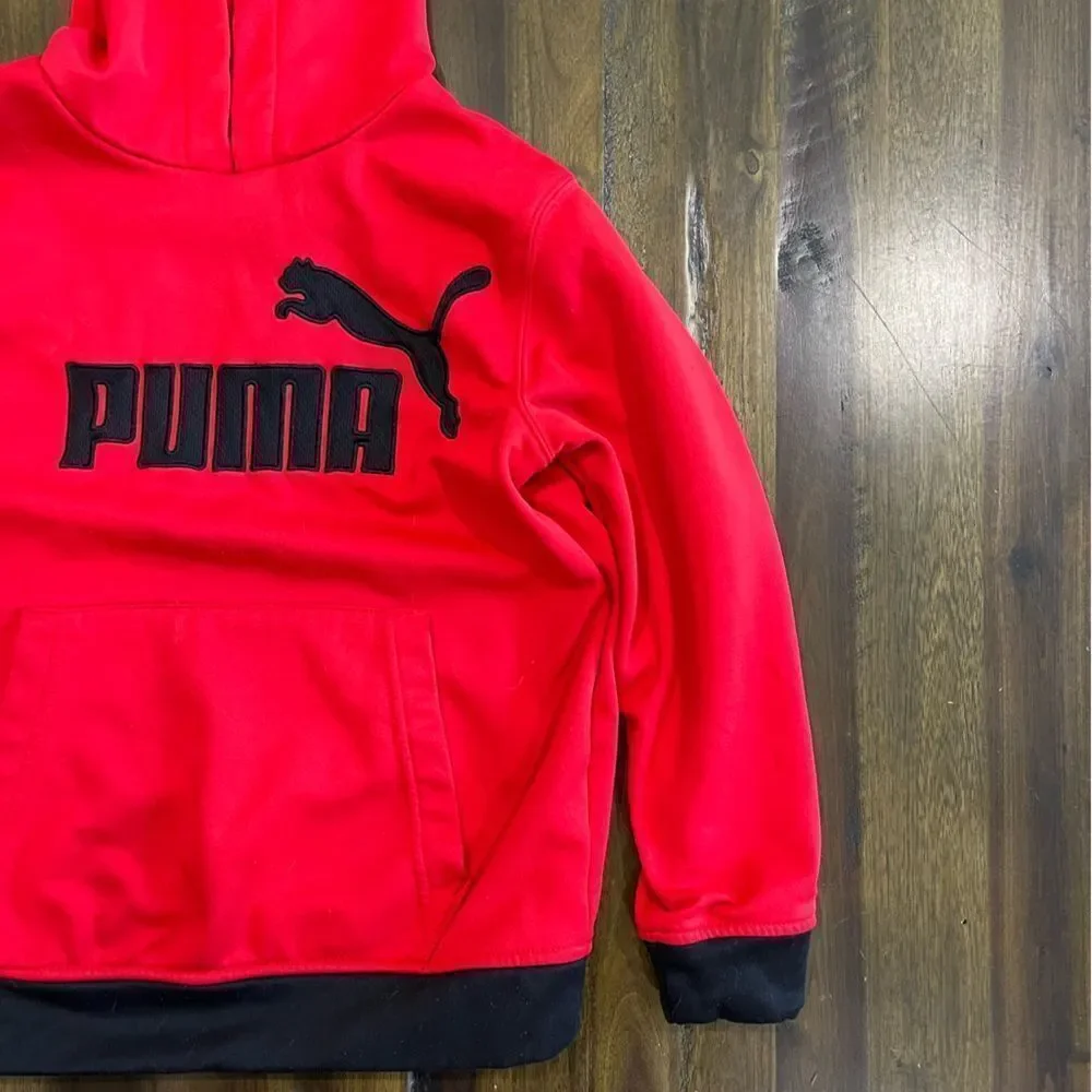 Puma Kids Hoodie Red and Black Fleece - Size S